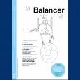 Das Cover der aktuellen *Balancer*-Ausgabe (Nr. 92, Januar 2025) zeigt eine von Barbara Plak gezeichnete schwarz-weiße Illustration mit dem Titel *„Planet der Aquadroiden“*. Das zentrale Motiv ist ein mechanisch anmutender Android, der über einer kugelförmigen Erde schwebt. Seine Gliedmaßen sind aus technischen Bauteilen zusammengesetzt, während sein Kopf an eine stilisierte Maske erinnert. Um ihn herum schweben kleine Planeten oder Monde.    Der Titel *Balancer* steht in großen, schwarzen Buchstaben oben r