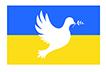 Flagge der Ukraine mit weisser Friedenstaube