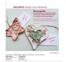 Handgeschöpftes Papier in Herz- und Schmetterlingsform mit Blumensamen